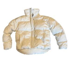 Girls Cream Puffer Coat Detachable Faux Fur Collar Winter Jacket M